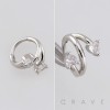 DOUBLE CZ HEART TWIST ROW SEPTUM CLICKER RING 316L SURGICAL STEEL